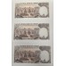 CYPRUS 1992 . ONE 1 POUND BANKNOTES . CONSECUTIVE TRIO . VERY SCARCE
